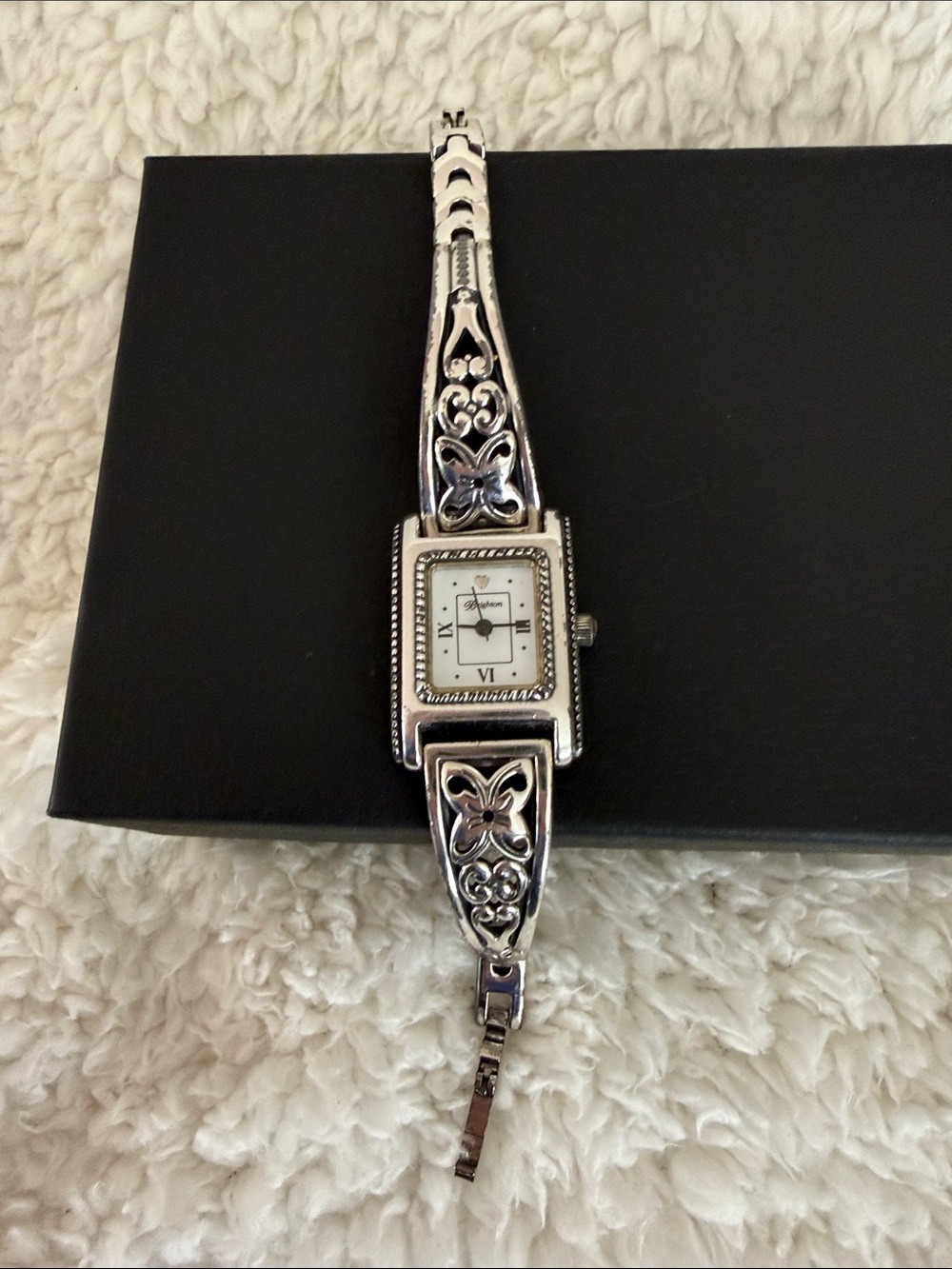 Brighton Silver-Tone Floral Filigree Women's Bracelet Watch
